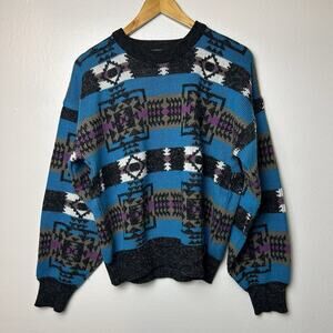 Vintage St John’s Bay Women’s Southwestern Knit Sweater Size M Retro Aztec Boho